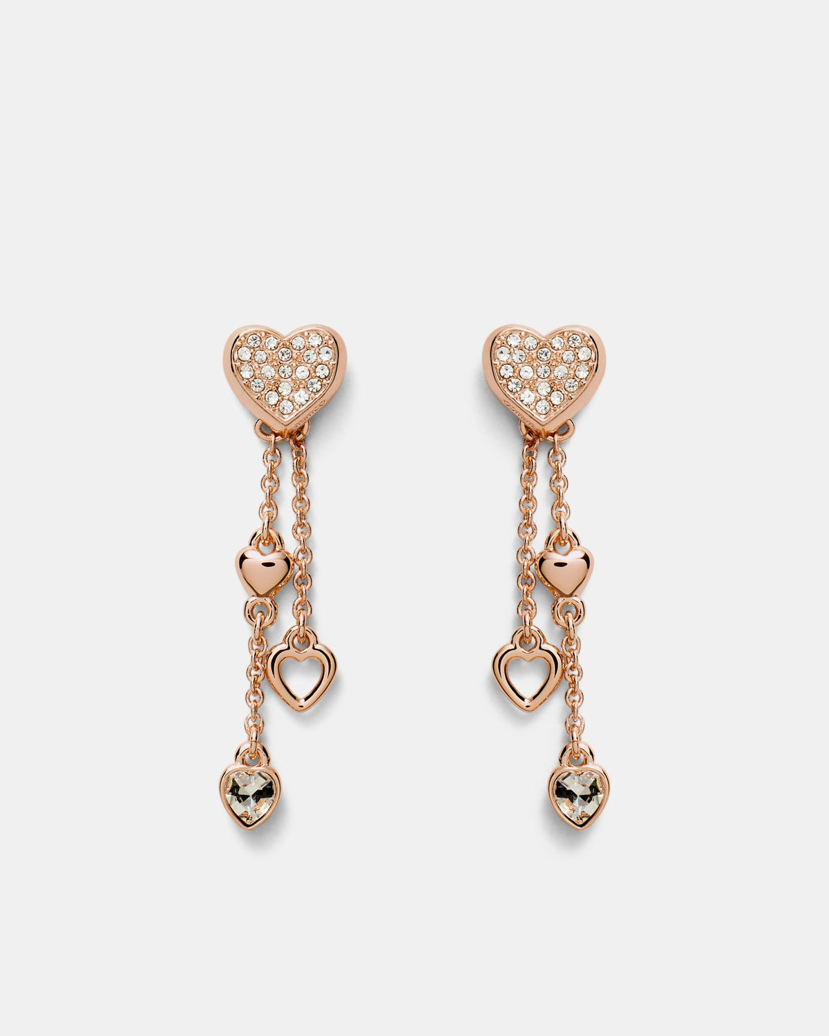 Lovely Heart Drop Earrings - Rose Gold