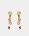 Lovely Heart Drop Earrings - Gold