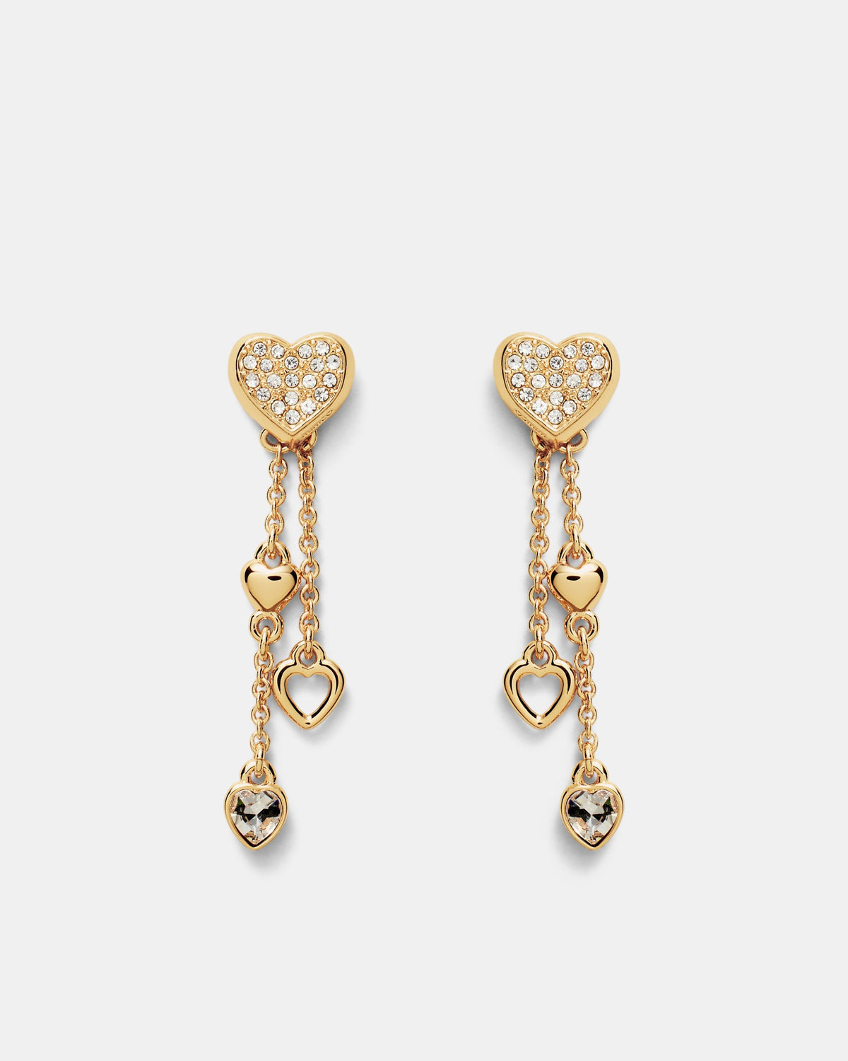 Lovely Heart Drop Earrings - Gold
