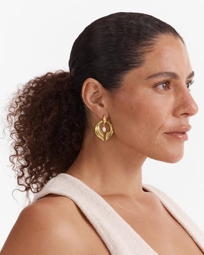 Gaia Pearl Drop Earrings - Pearl