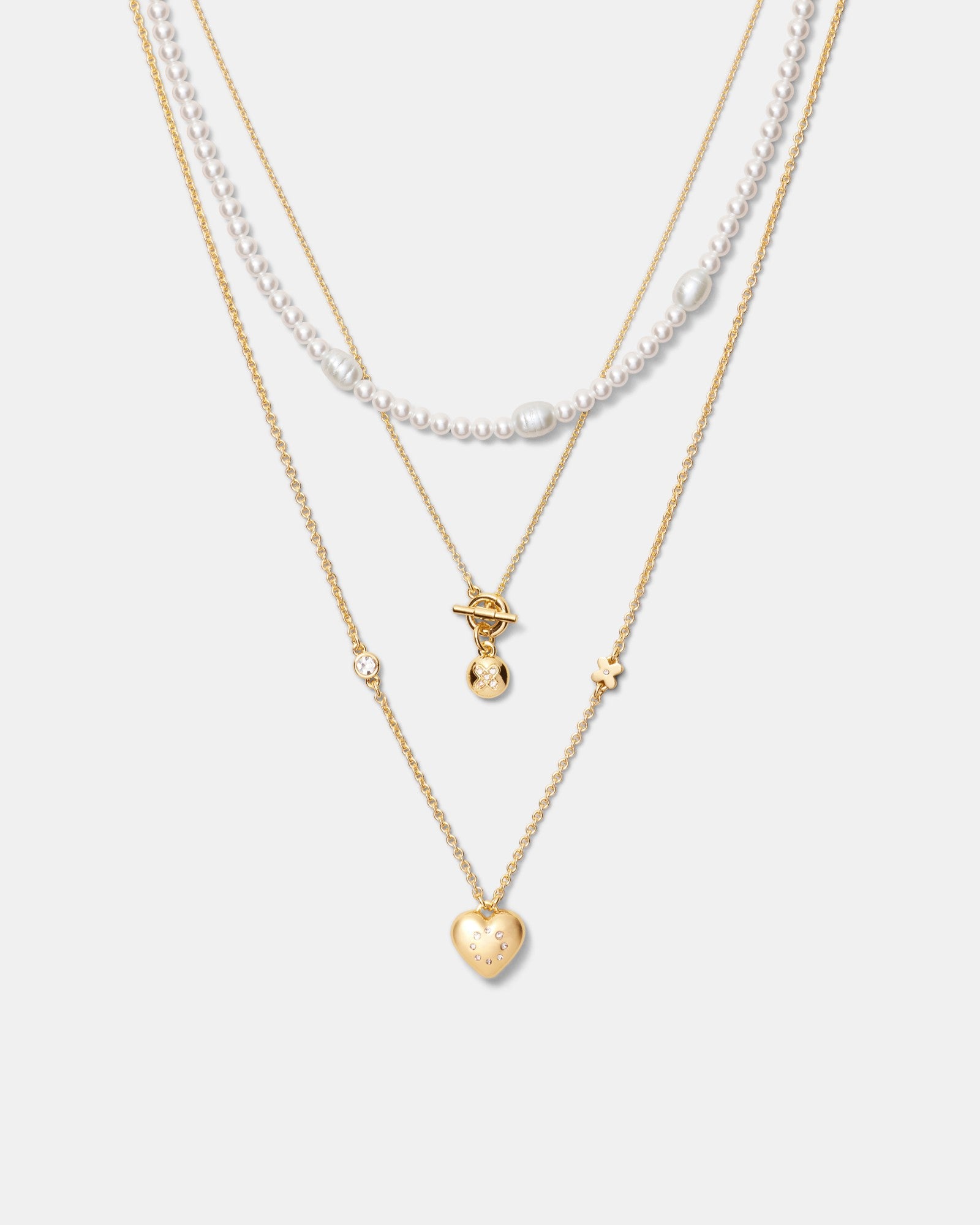 Lovely Trio Necklace - Gold