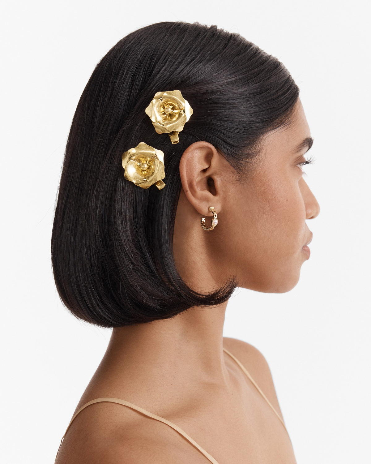 Flower Hair Clip Set - Gold