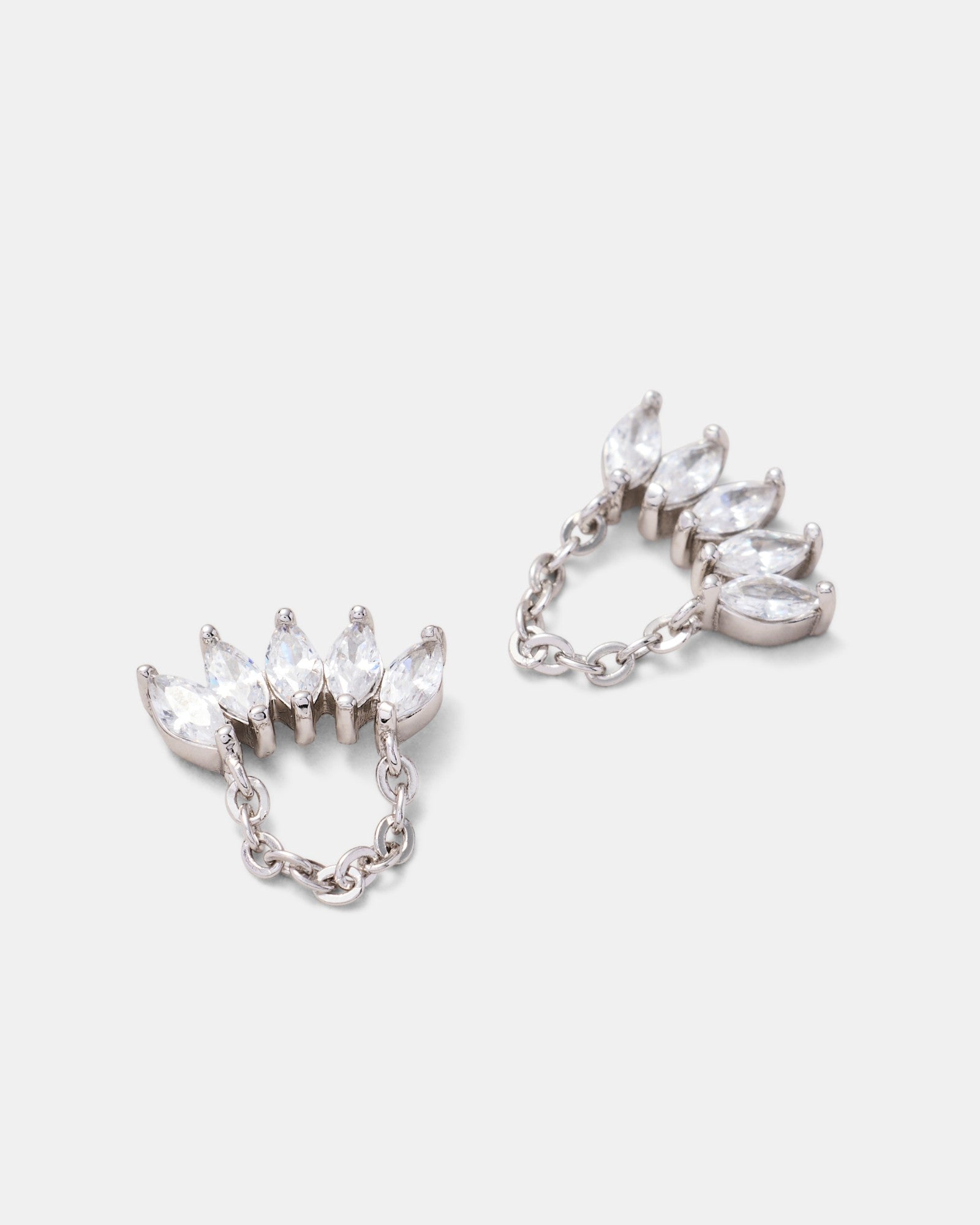 Flock Chain Stud Earrings - Silver