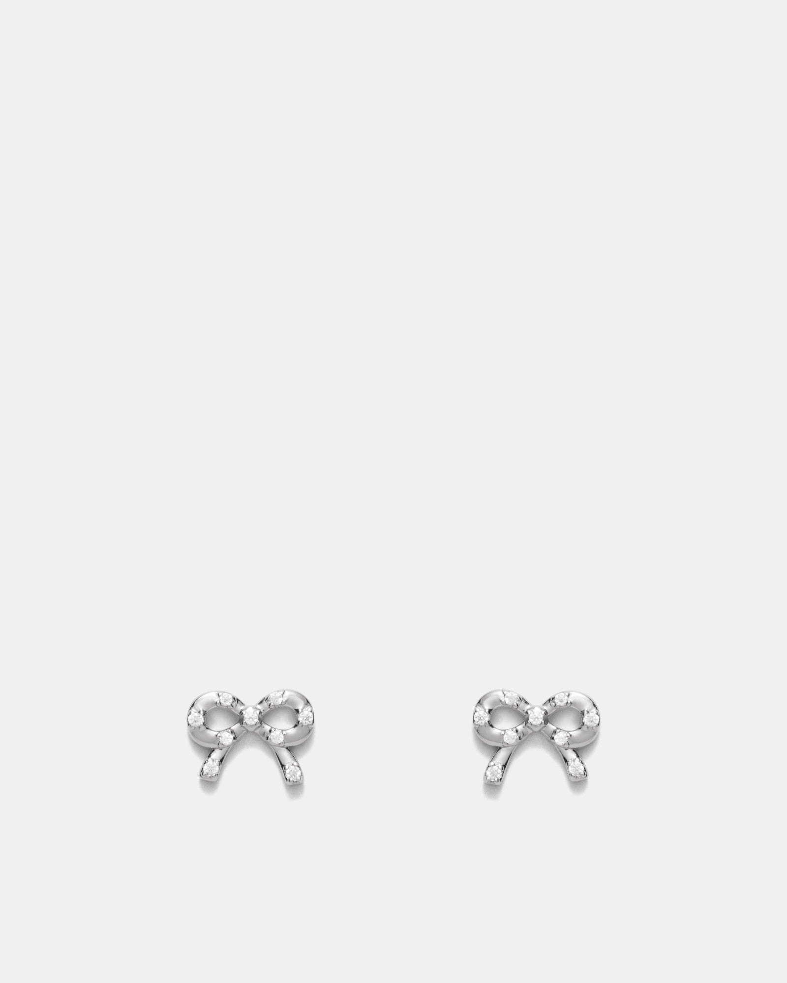 Baby Bow Stud Earrings - Silver