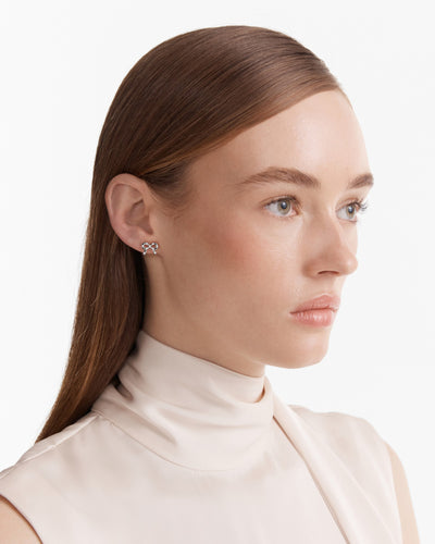 Baby Bow Stud Earrings - Silver