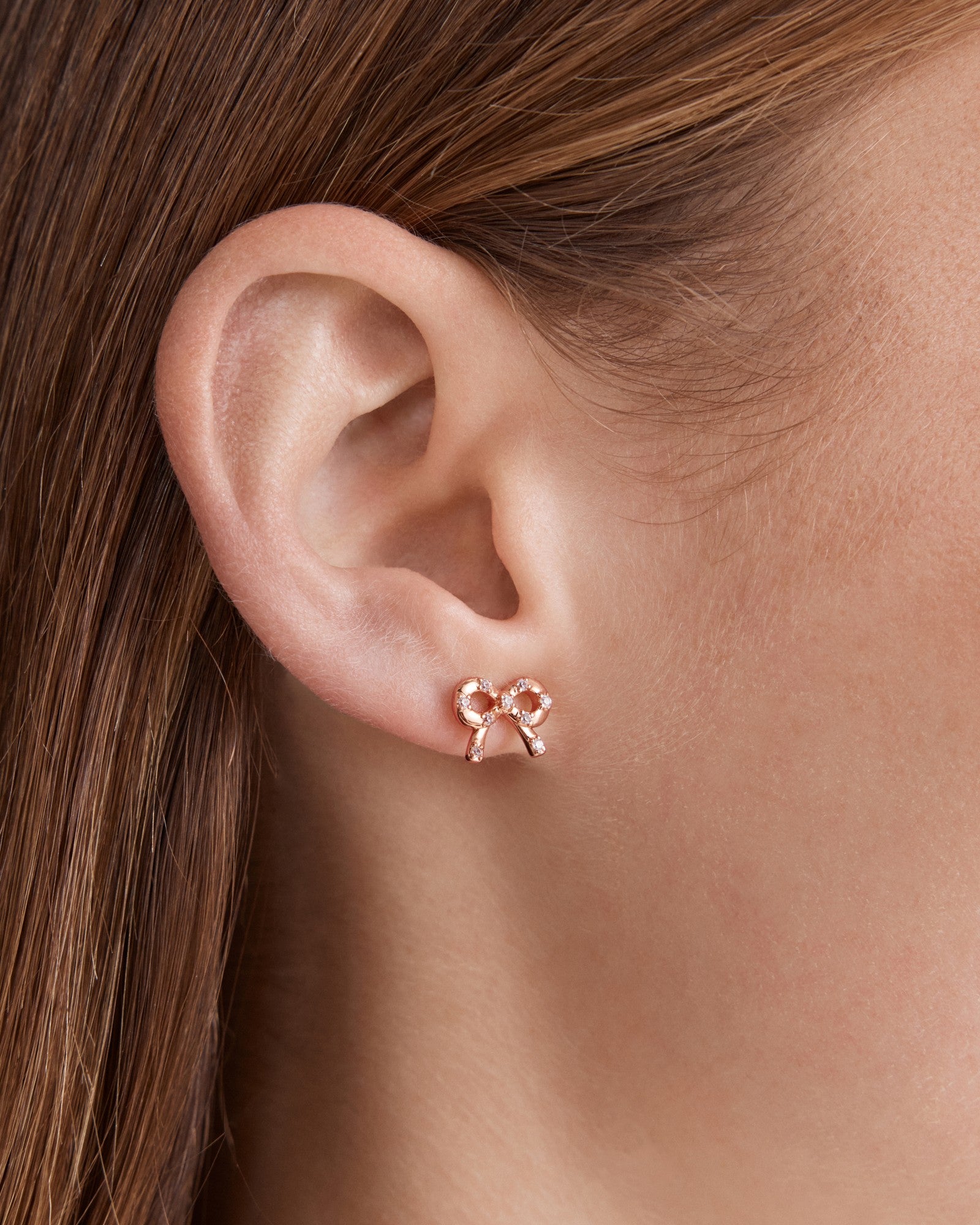 Baby Bow Stud Earrings - Rose Gold