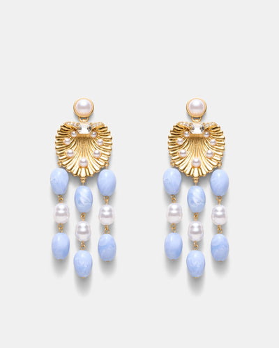 Undersea Charm Drop Earrings - Sky Blue