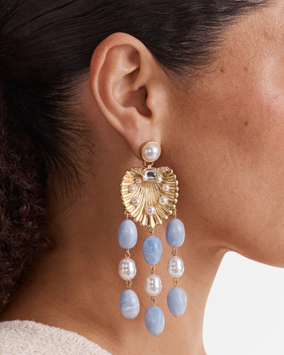 Undersea Charm Drop Earrings - Sky Blue