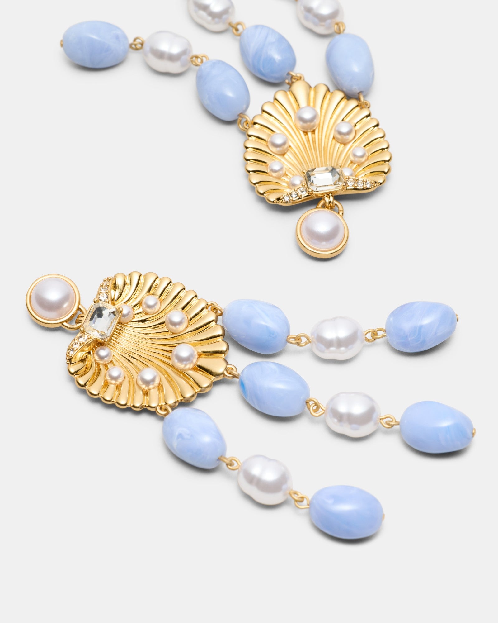 Undersea Charm Drop Earrings - Sky Blue