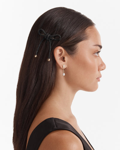 Glam Bow Hair Barrette - Black