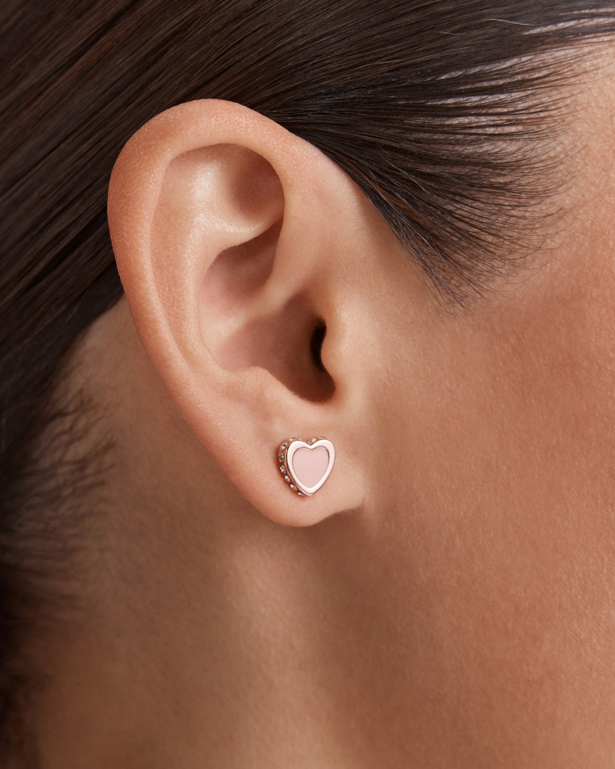 Lover Heart Earrings And Necklace Set - Pink