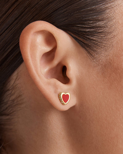 Lover Heart Earrings And Necklace Set - Red