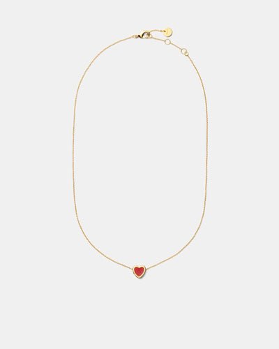 Lover Heart Earrings And Necklace Set - Red