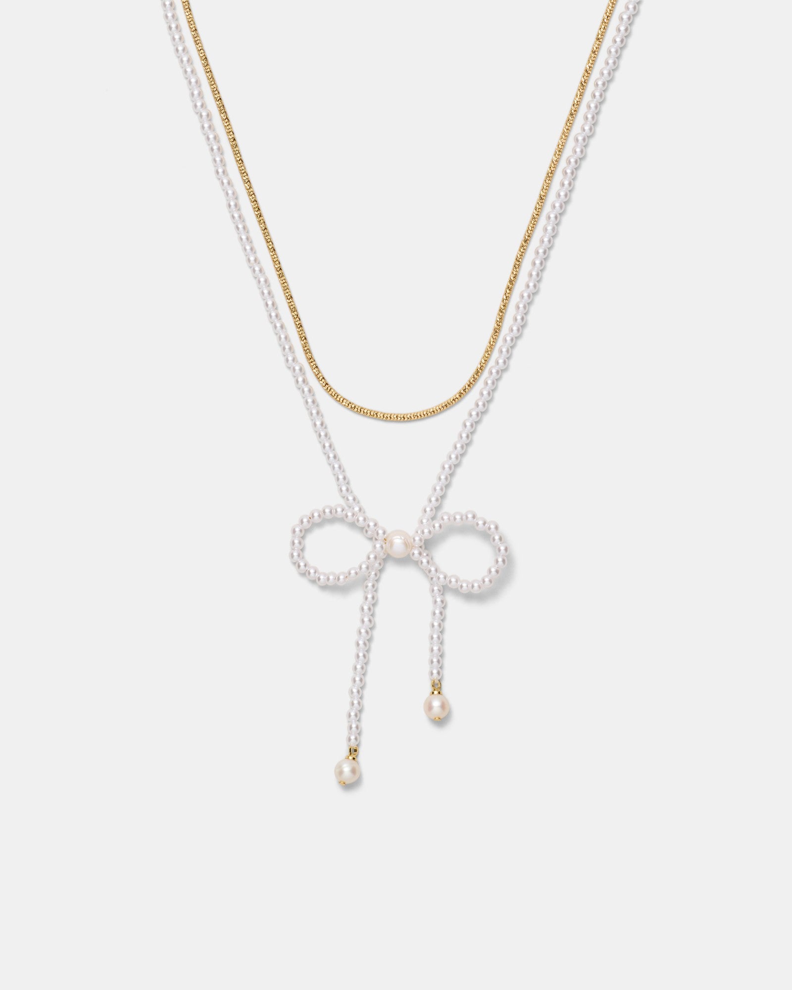 Glimmer Bow Necklace - Pearl