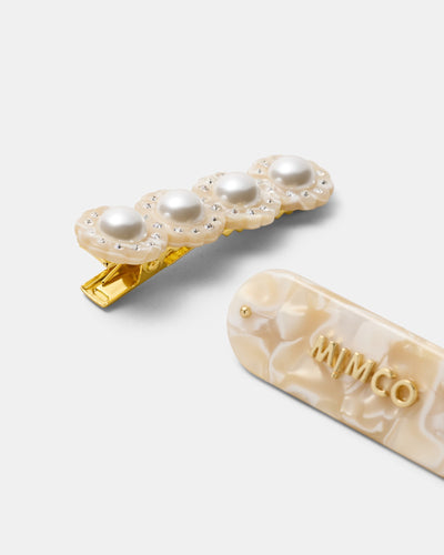 Pearly Hair Clip Set - Pearl