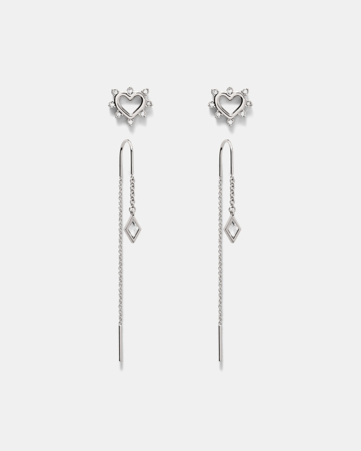 Cupid Duo Earrings Set - Silver