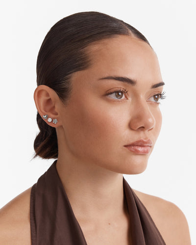 Heartfelt Stud Earrings Set - Silver