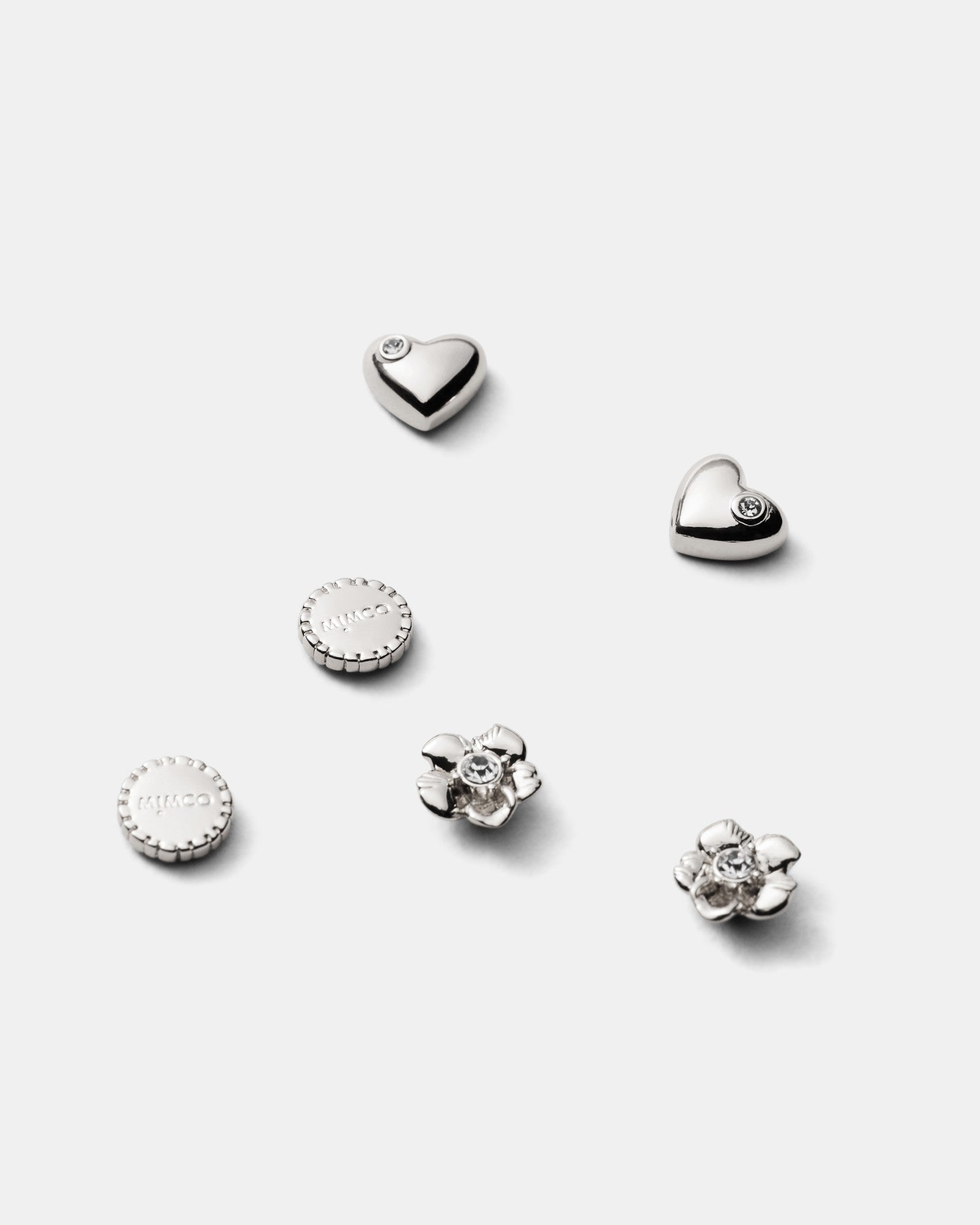 Heartfelt Stud Earrings Set - Silver