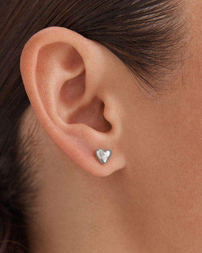 Heartfelt Stud Earrings Set - Silver