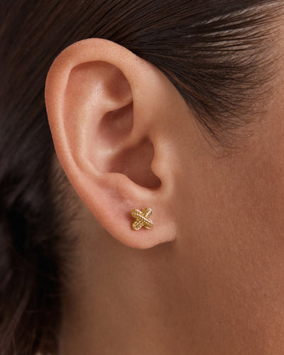 Bow Stud Earrings Set - Gold