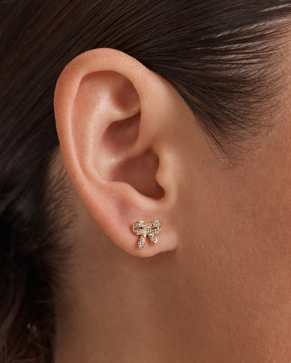 Bow Stud Earrings Set - Gold