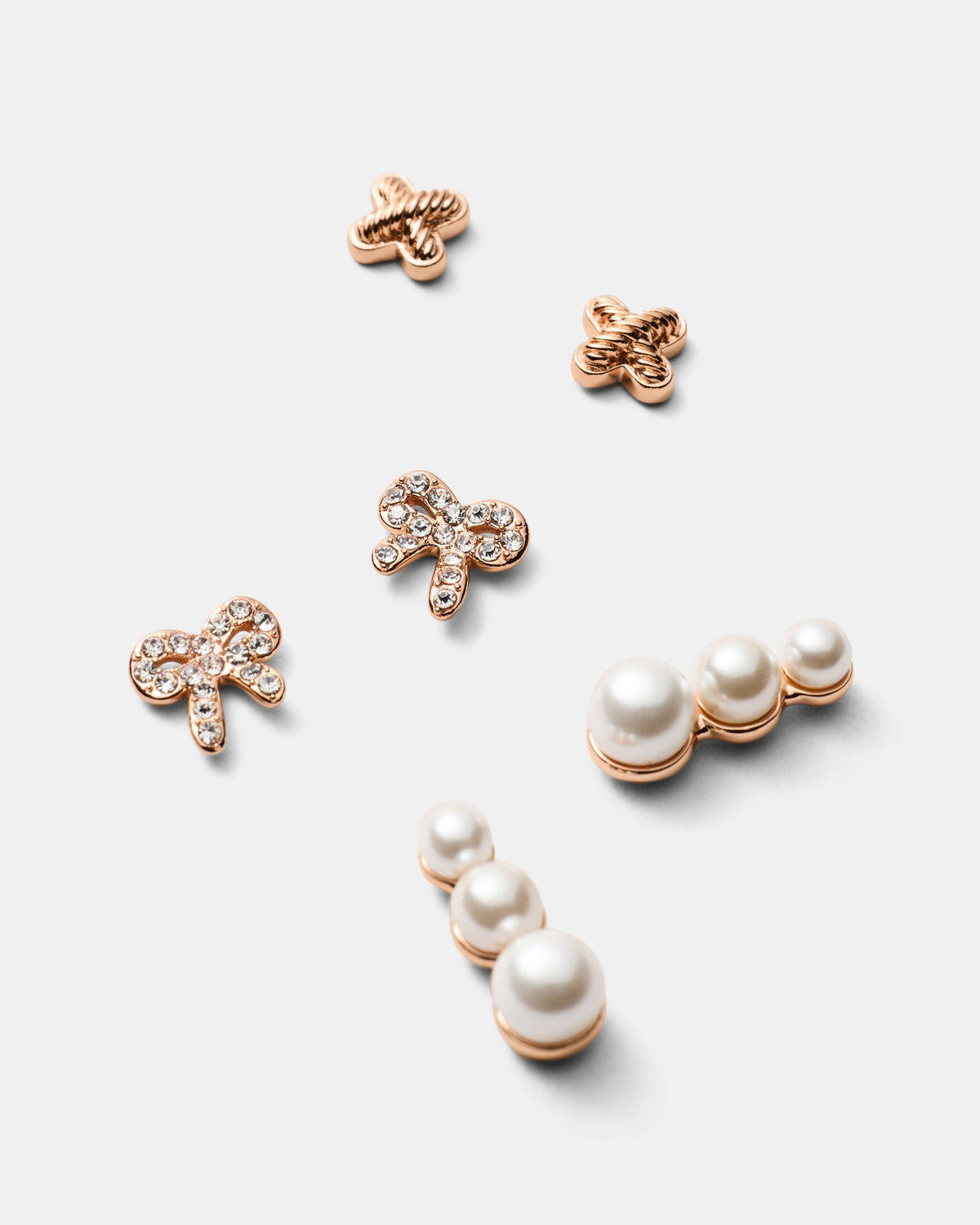 Bow Stud Earrings Set - Rose Gold