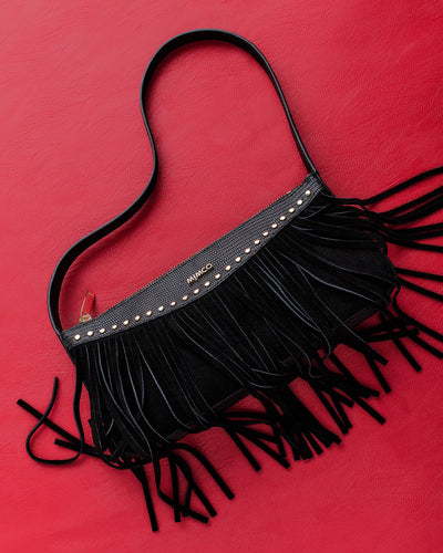 Rebel Fringe Shoulder Bag - Black
