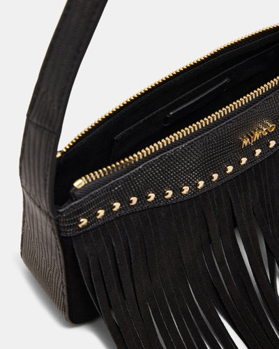 Rebel Fringe Shoulder Bag - Black