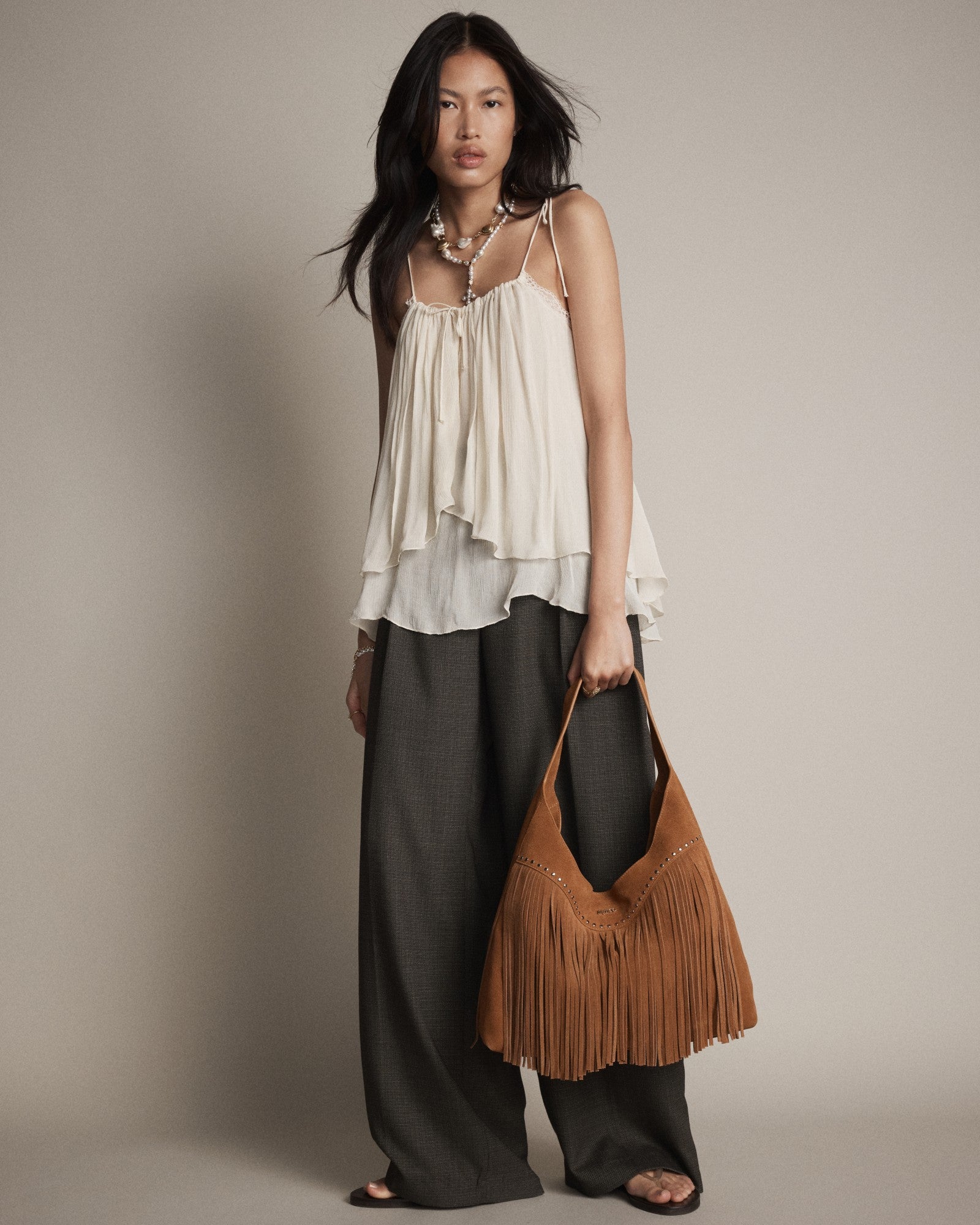 Rebel Fringe Hobo Bag - Pecan