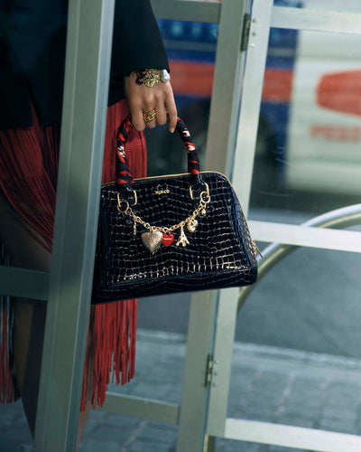 Noir Charm Bowler Bag - Black