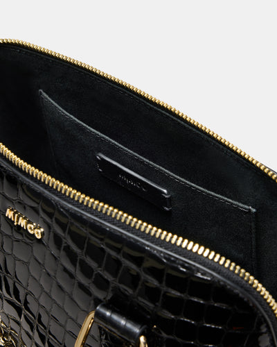 Noir Charm Bowler Bag - Black