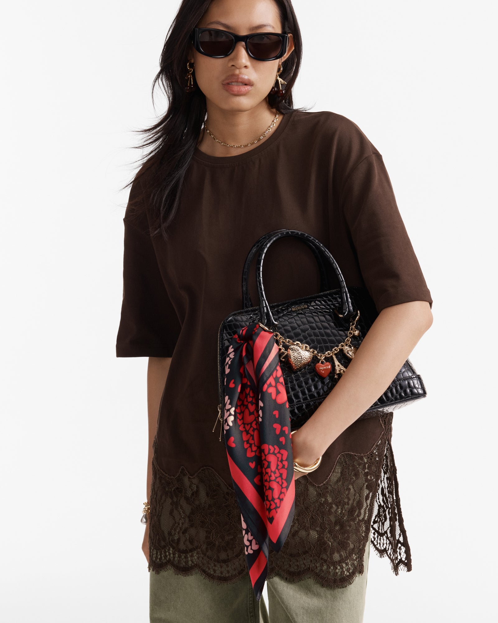 Noir Charm Bowler Bag - Black