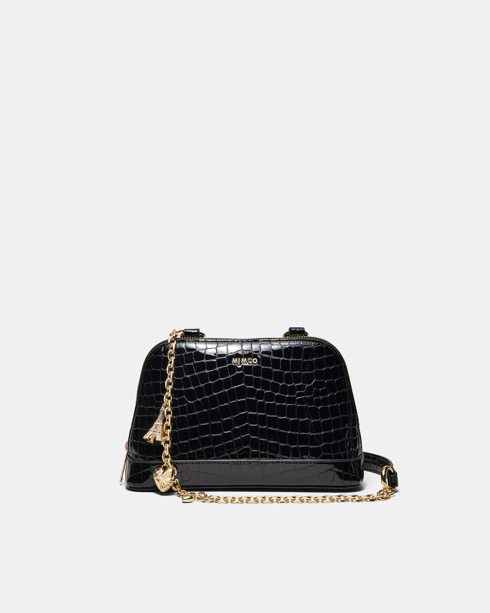 Noir Charm Chain Crossbody Bag - Black