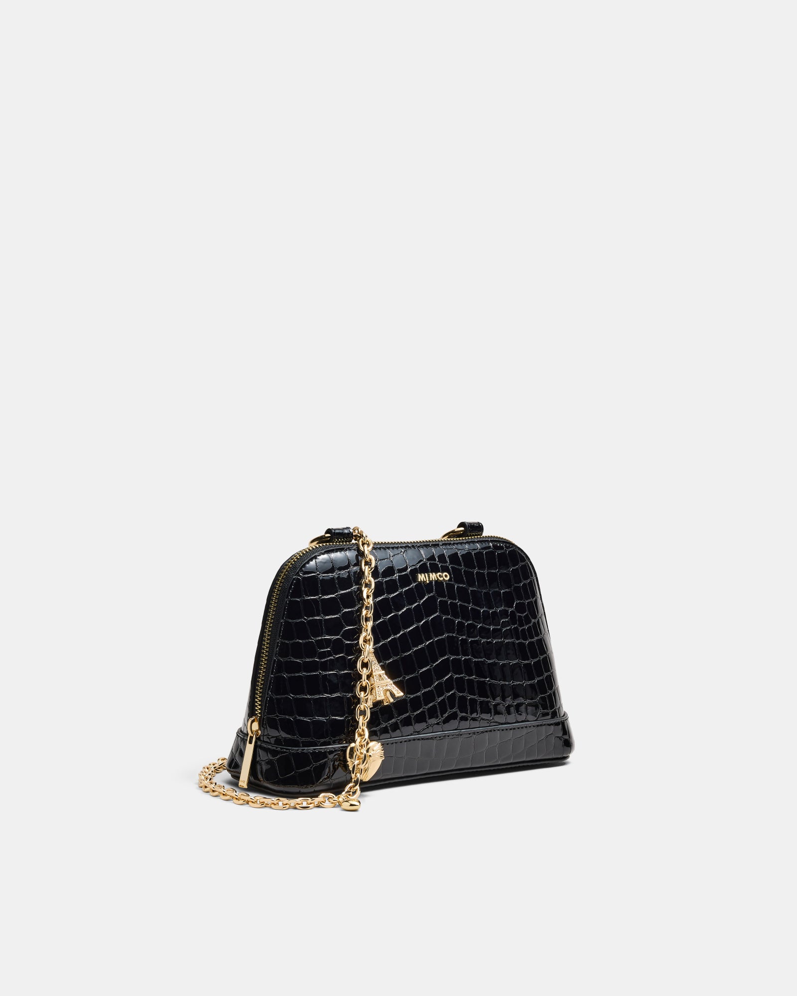Noir Charm Chain Crossbody Bag - Black