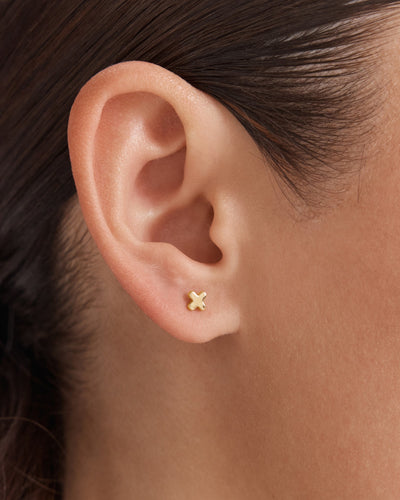 Cubic Zirconia Stud Earrings Set - Gold