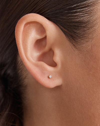 Cubic Zirconia Stud Earrings Set - Gold