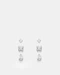 Cubic Zirconia Stud Earrings Set - Silver