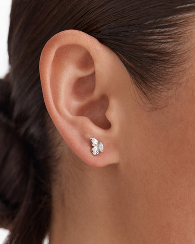 Butterfly Stud Earrings - Silver