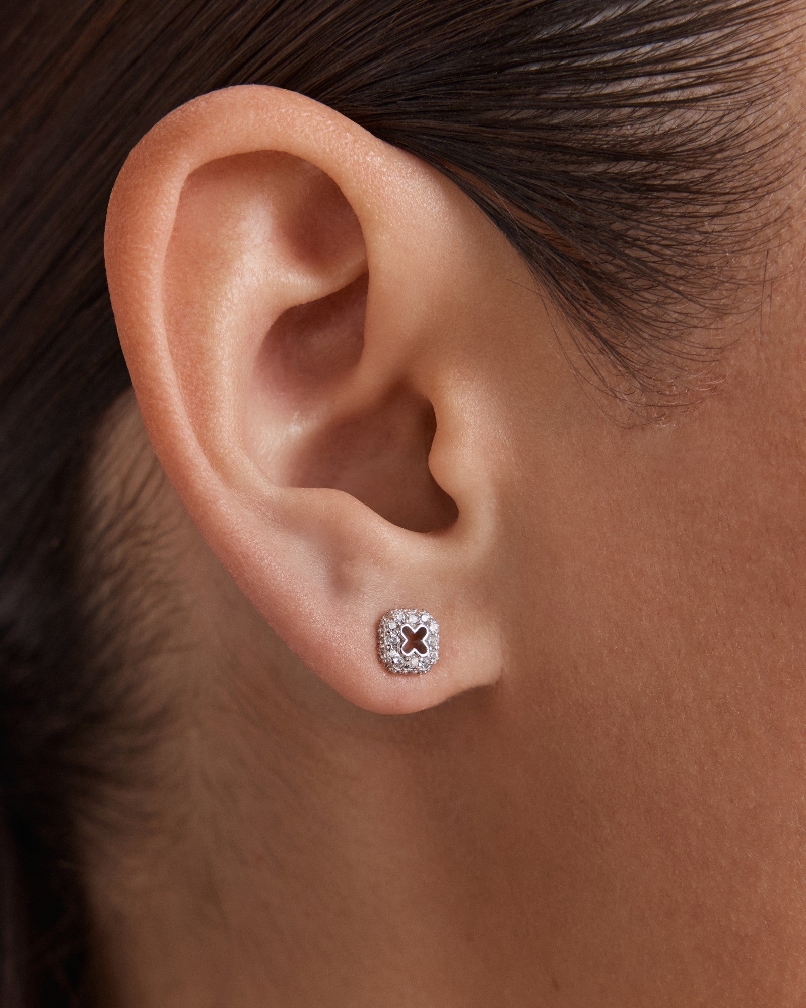 Lock Stud Earrings - Silver