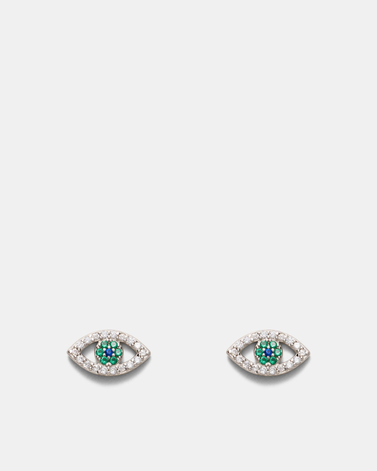 Evil Eye Stud Earrings - Silver