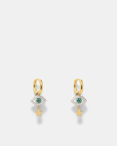 Evil Eye Hoop Earrings - Gold