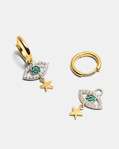 Evil Eye Hoop Earrings - Gold