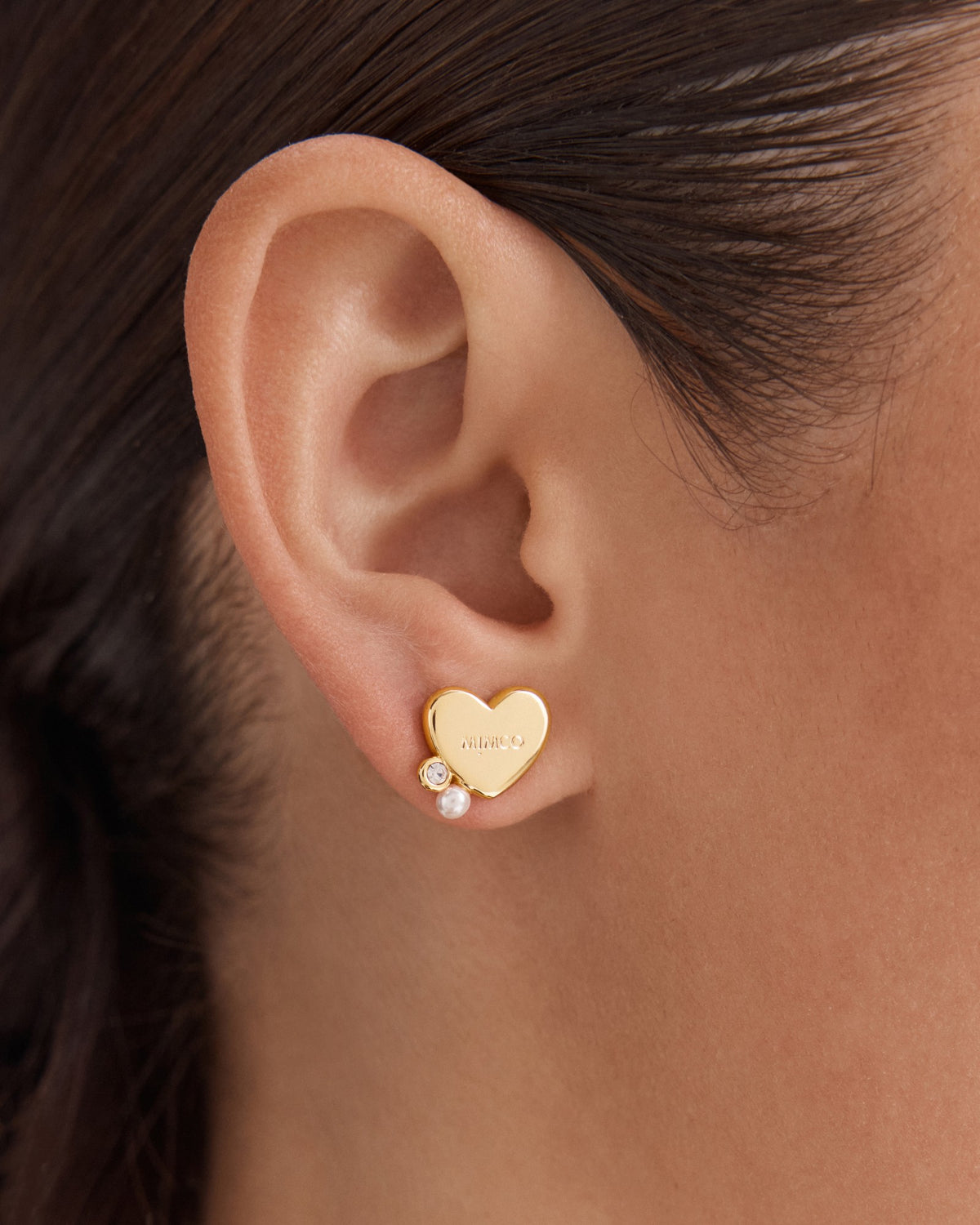 Mimco Heart Cluster Stud Earrings - Gold