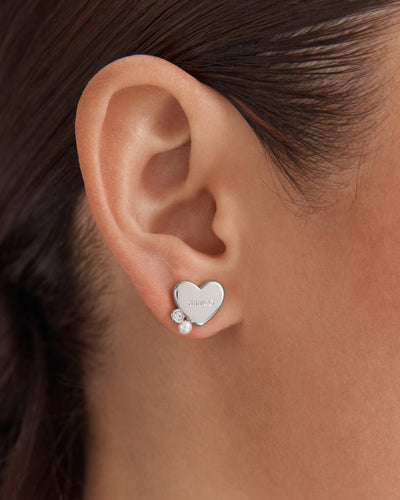 Mimco Heart Cluster Stud Earrings - Silver