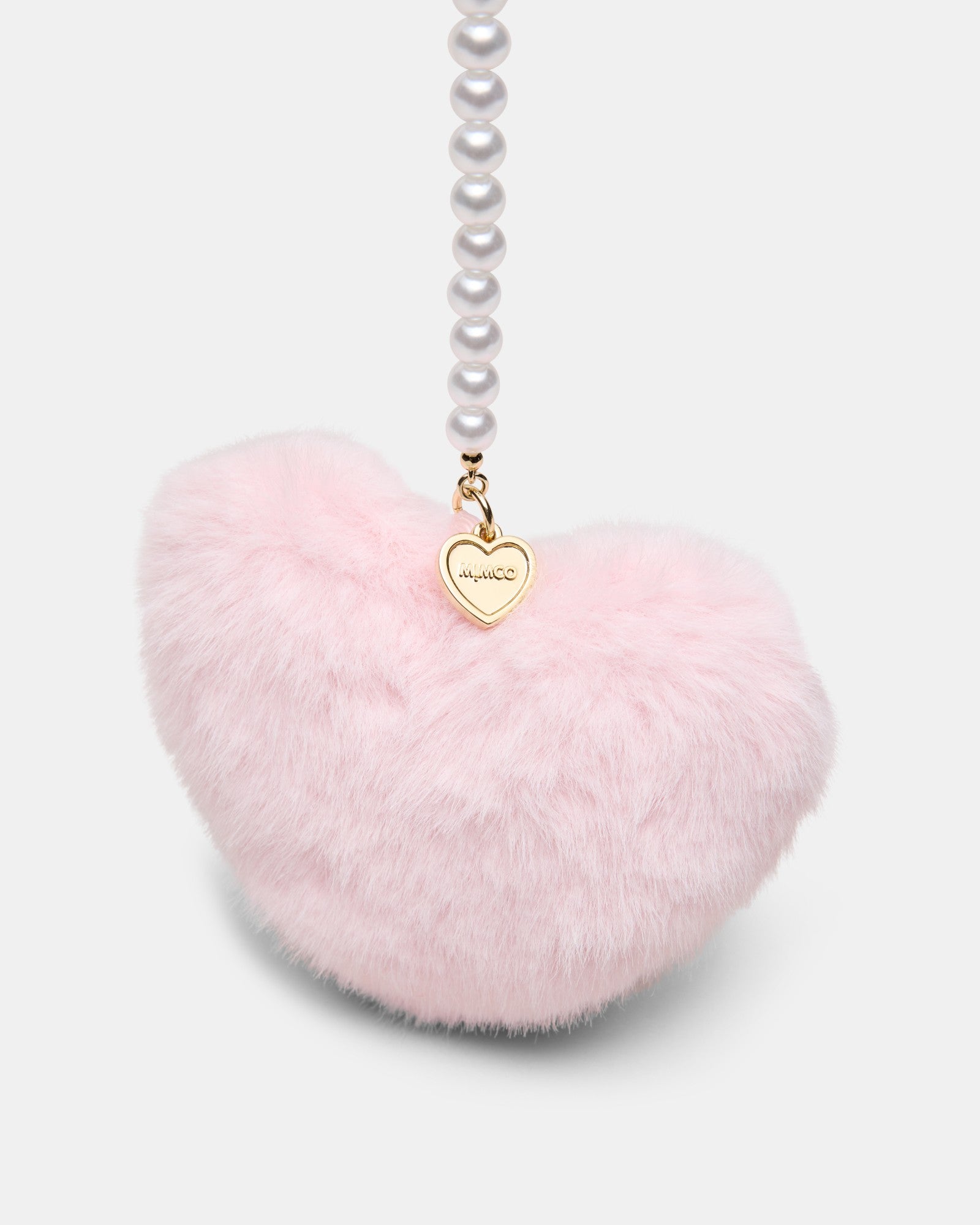 Pearl Heart Bag Charm - Pale Pink