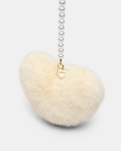 Pearl Heart Bag Charm - Buttermilk