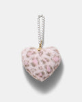 Pearl Heart Bag Charm - Pink Leopard