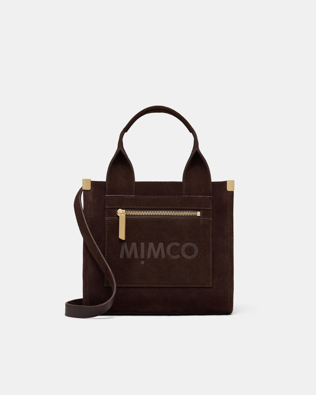 Patch Leather Mini Tote Bag - Chocolate