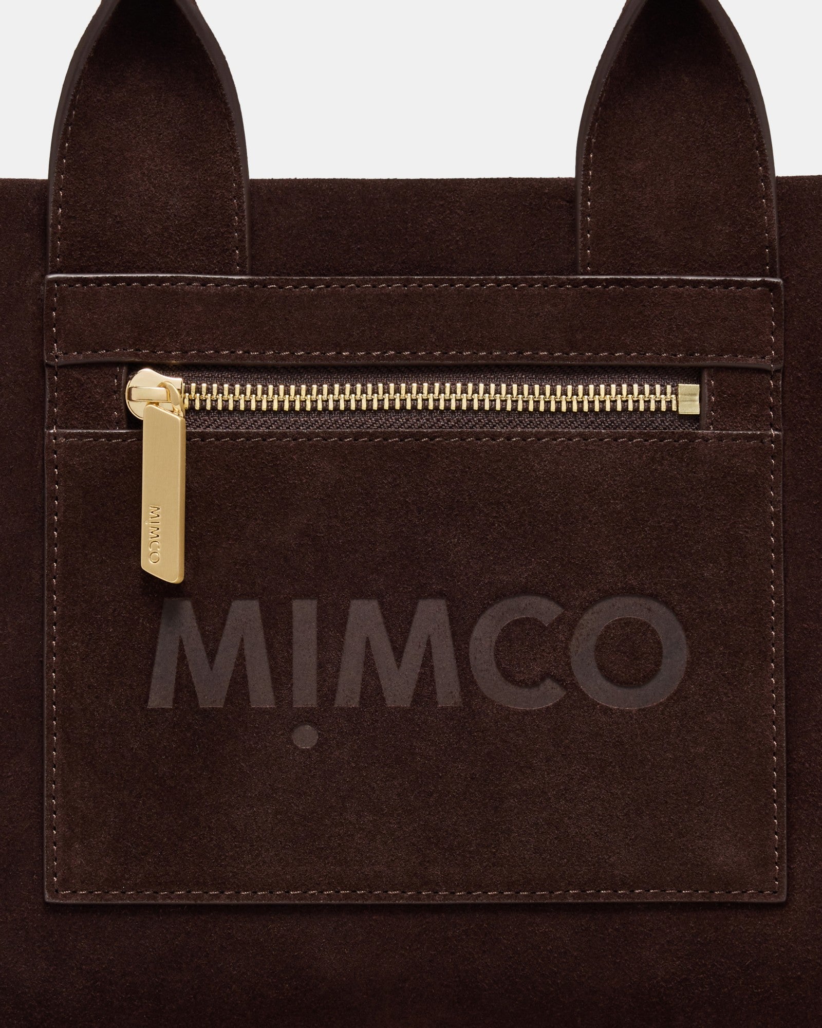 Patch Leather Mini Tote Bag - Chocolate