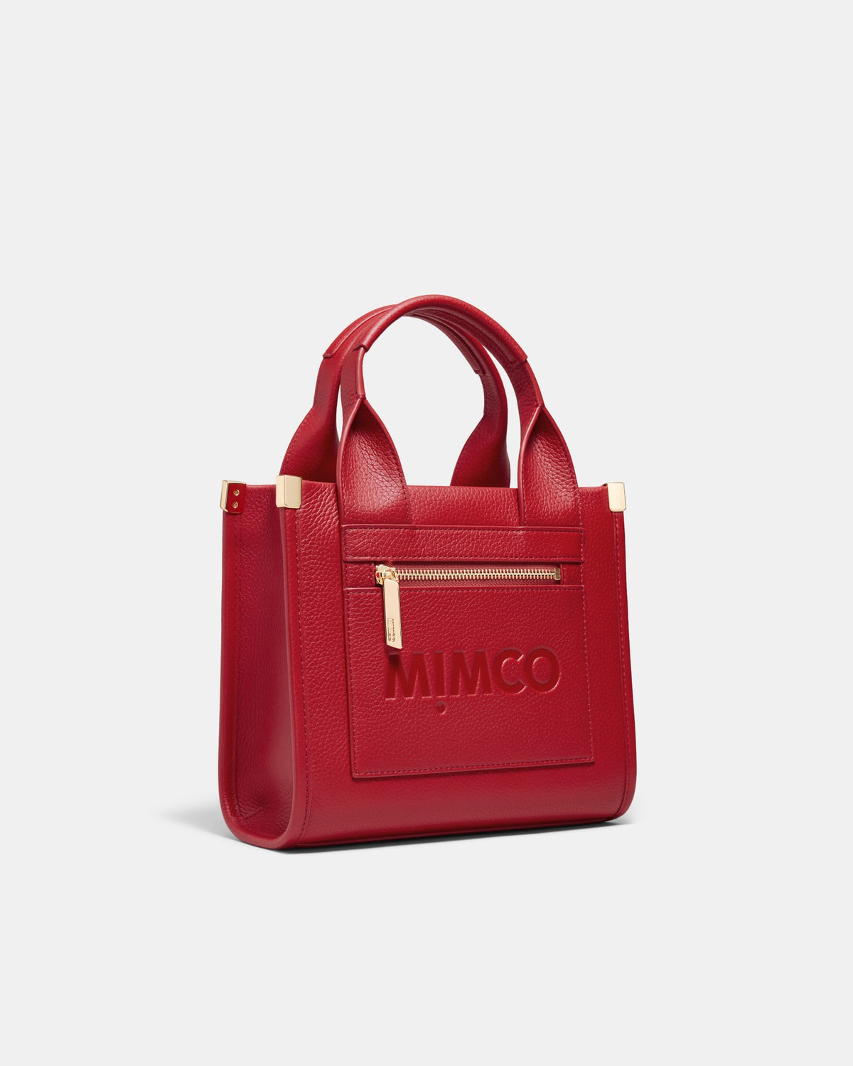 Patch Leather Mini Tote Bag - Lipstick Red